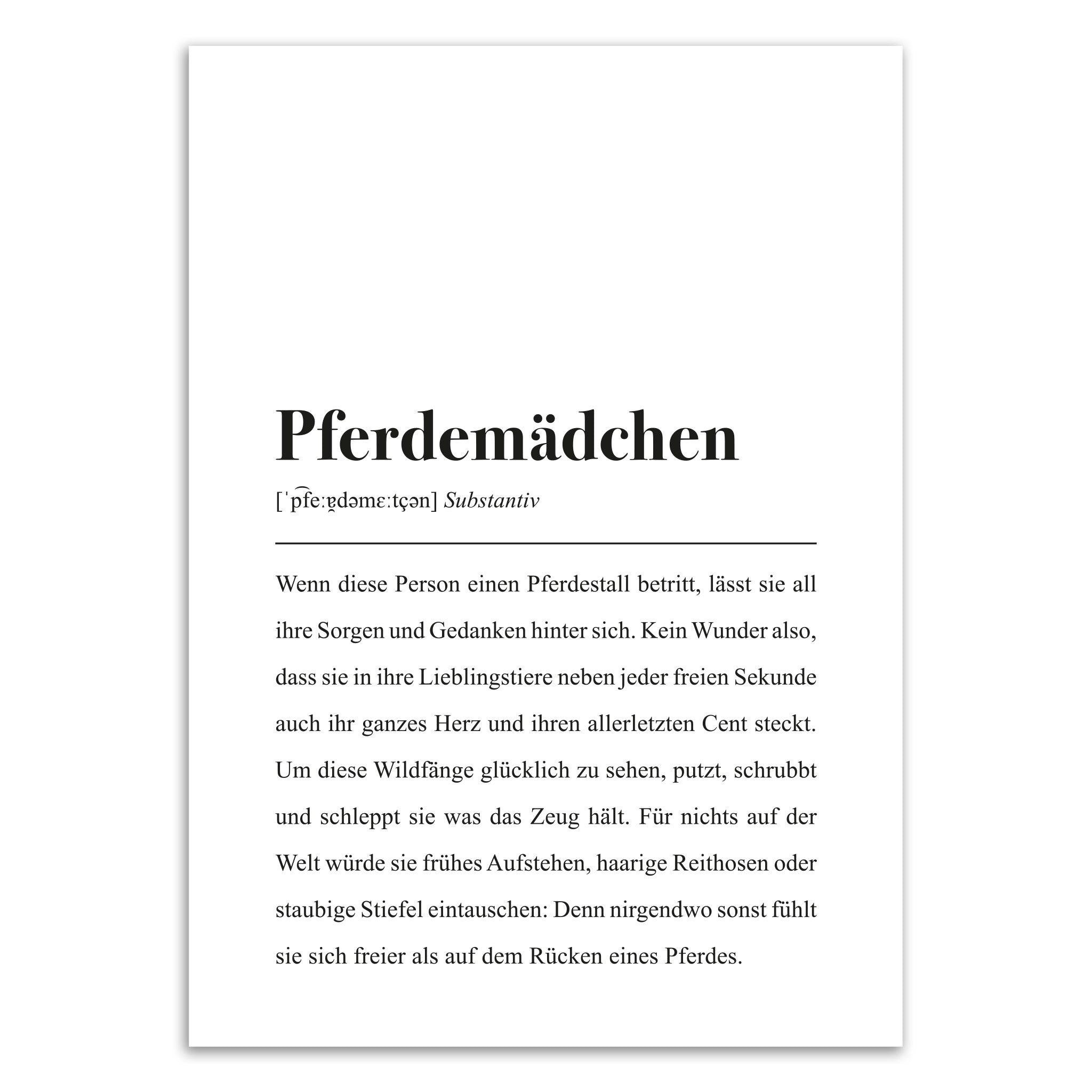 Pferdemädchen Definition: DIN A4 Poster als B-Ware/2. Wahl