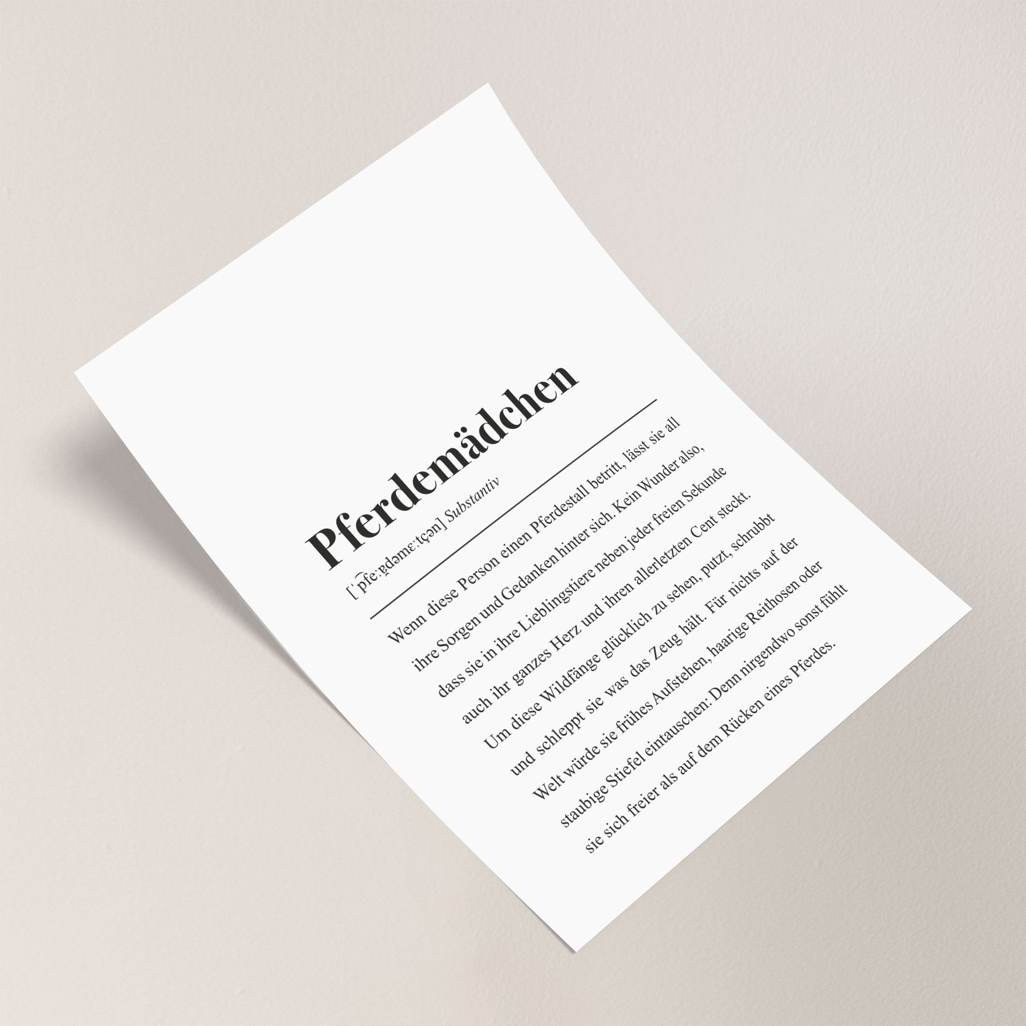 Pferdemädchen Definition: DIN A4 Poster als B-Ware/2. Wahl