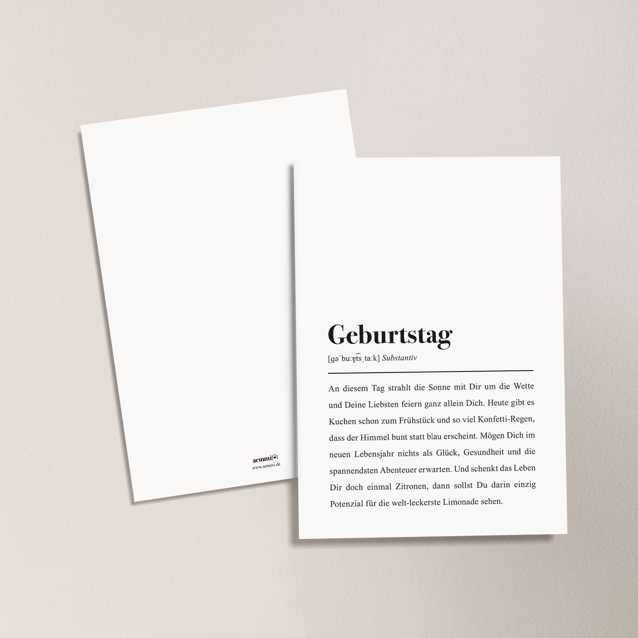 Geburtstag Definition (Version 2): Postkarte