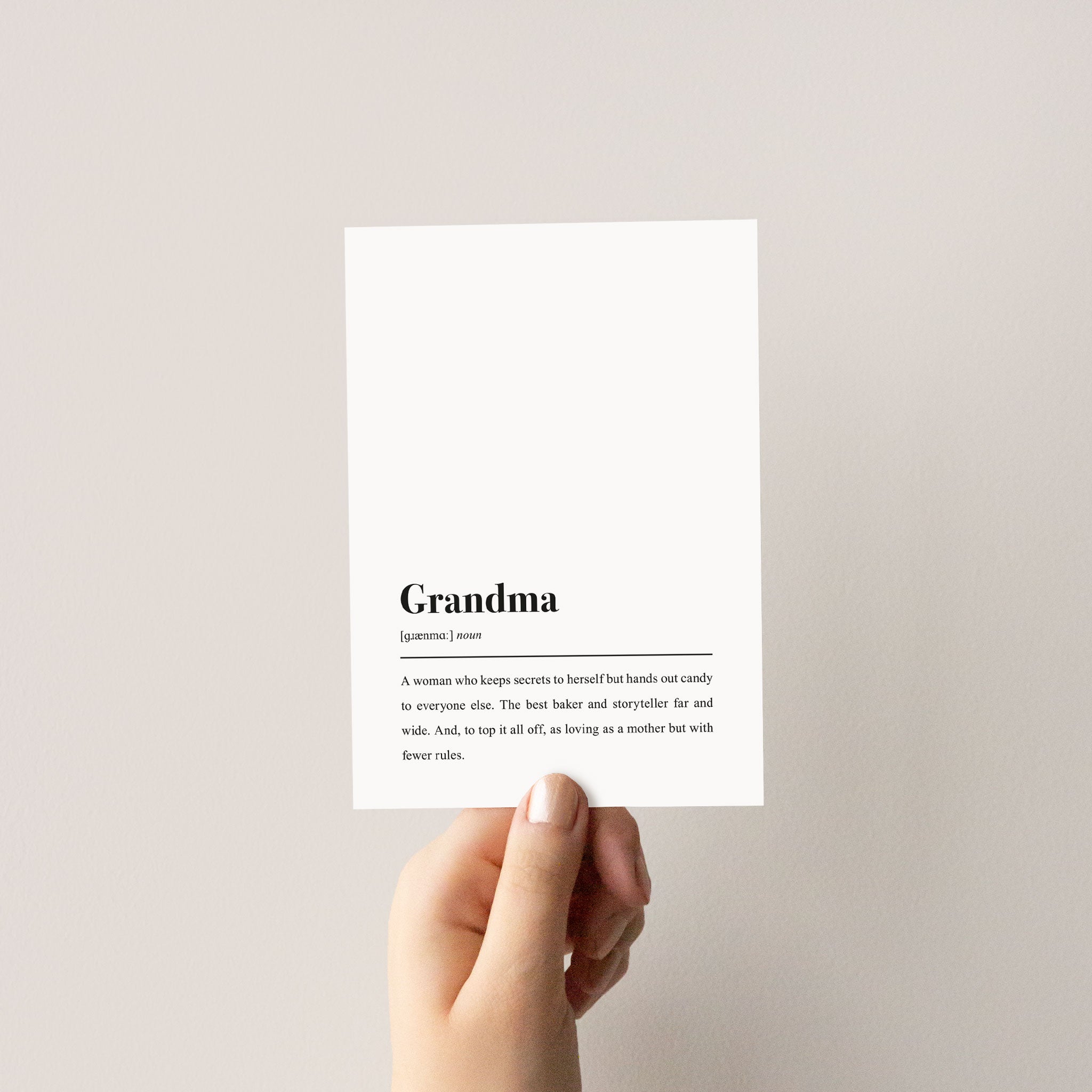 Grandma Definition (Englisch): Postkarte