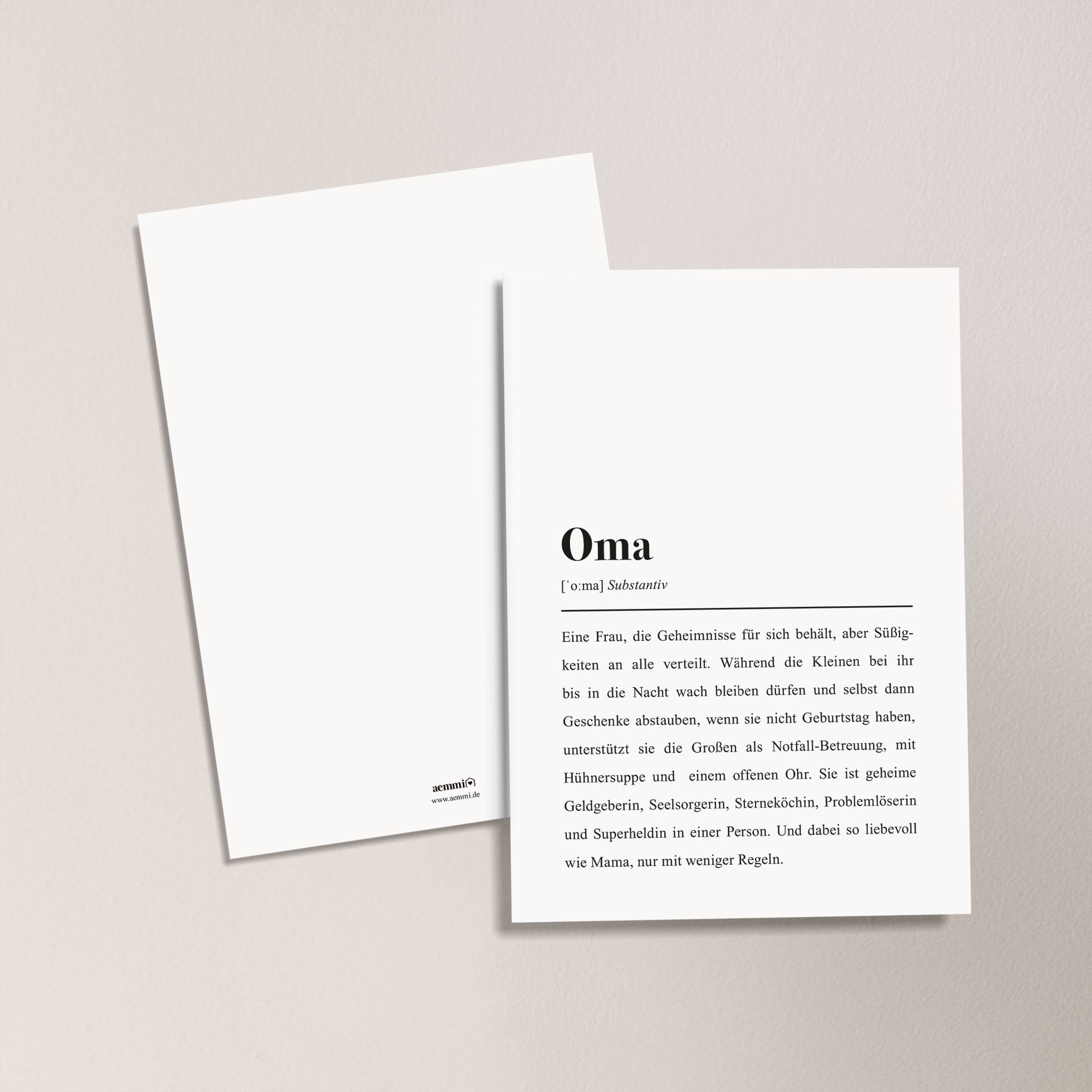 Oma Definition (Version 2): Postkarte