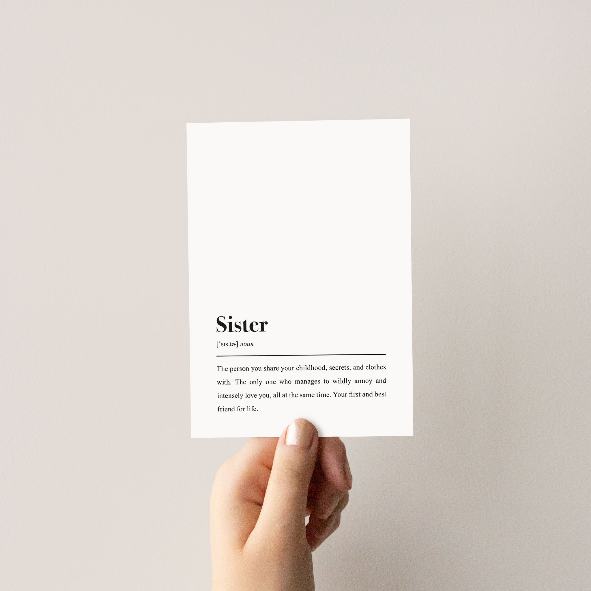 Sister Definition (Englisch): Postkarte