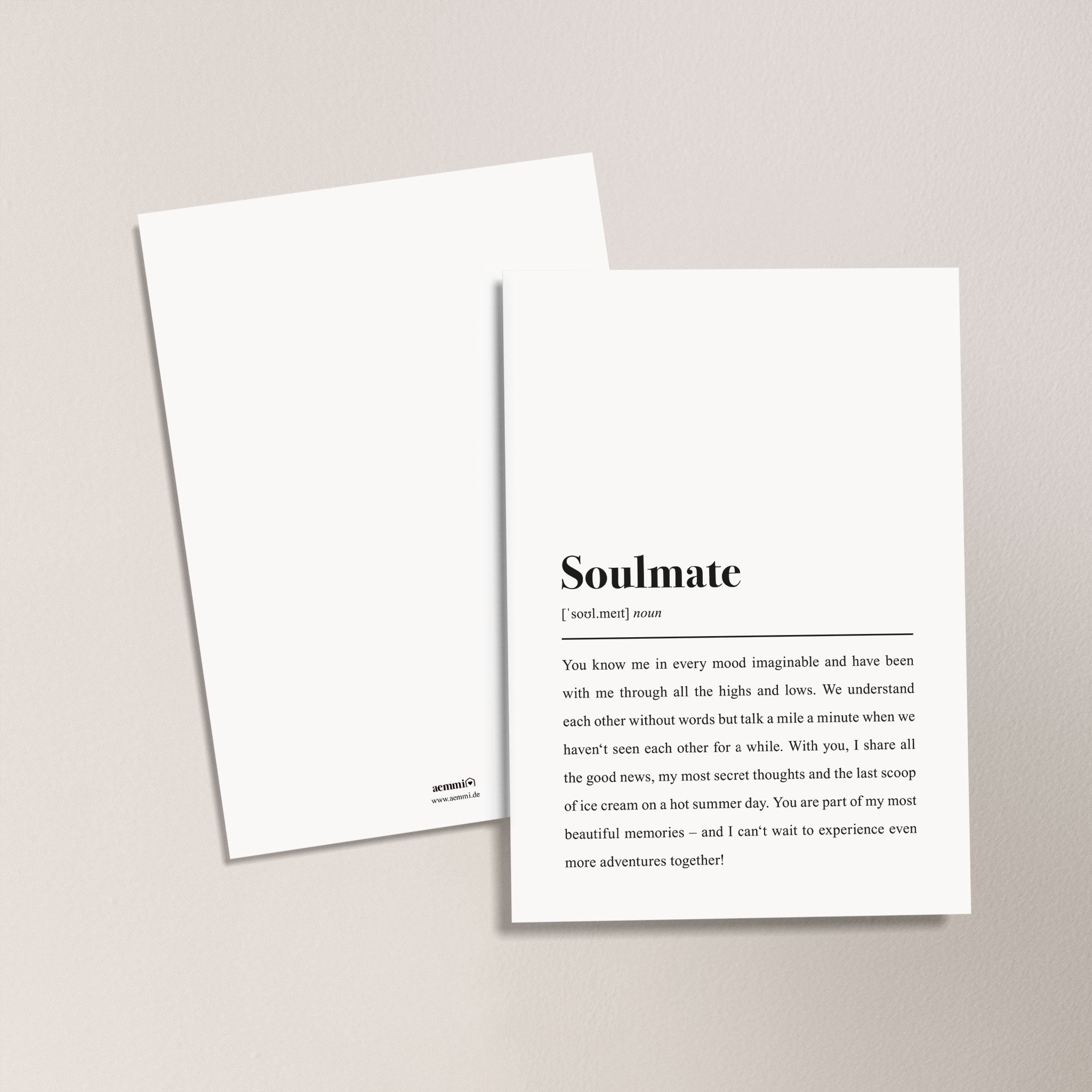 Soulmate Definition (Englisch): Postkarte