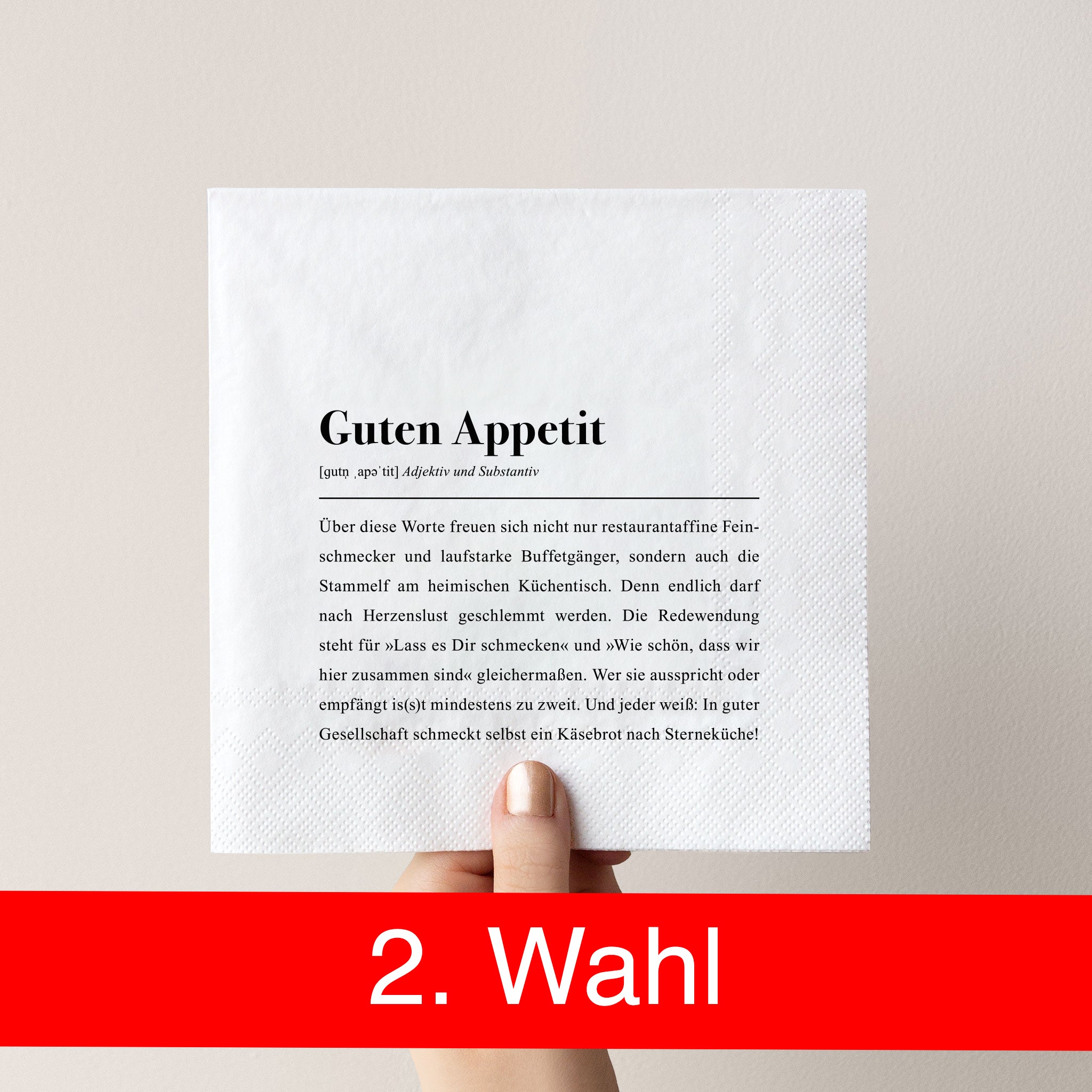 2. Chance / B-Ware: Papier Serviette "Guten Appetit" Definition - Packung mit 20 Stück