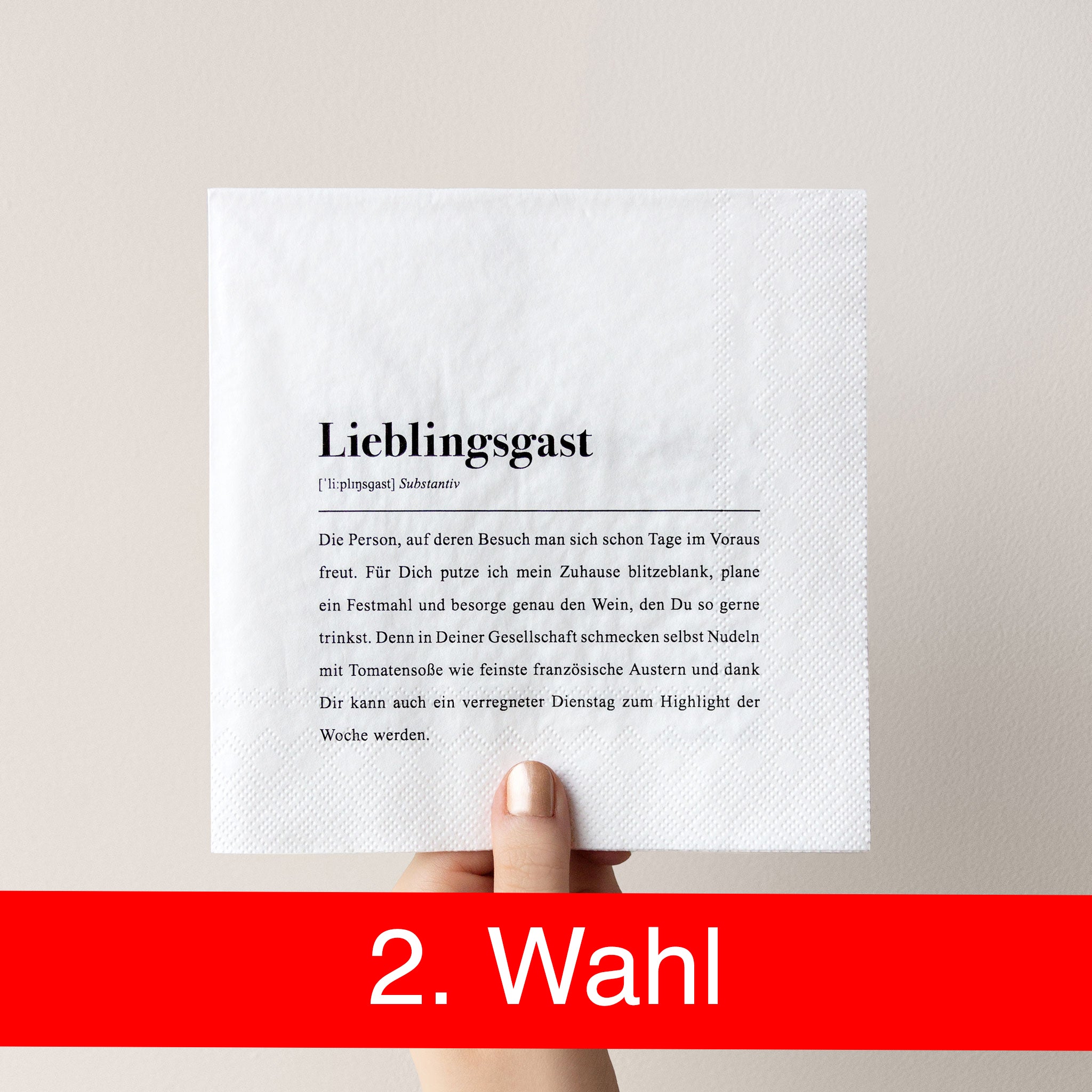 2. Chance / B-Ware: Papier Serviette "Lieblingsgast" Definition - Packung mit 20 Stück