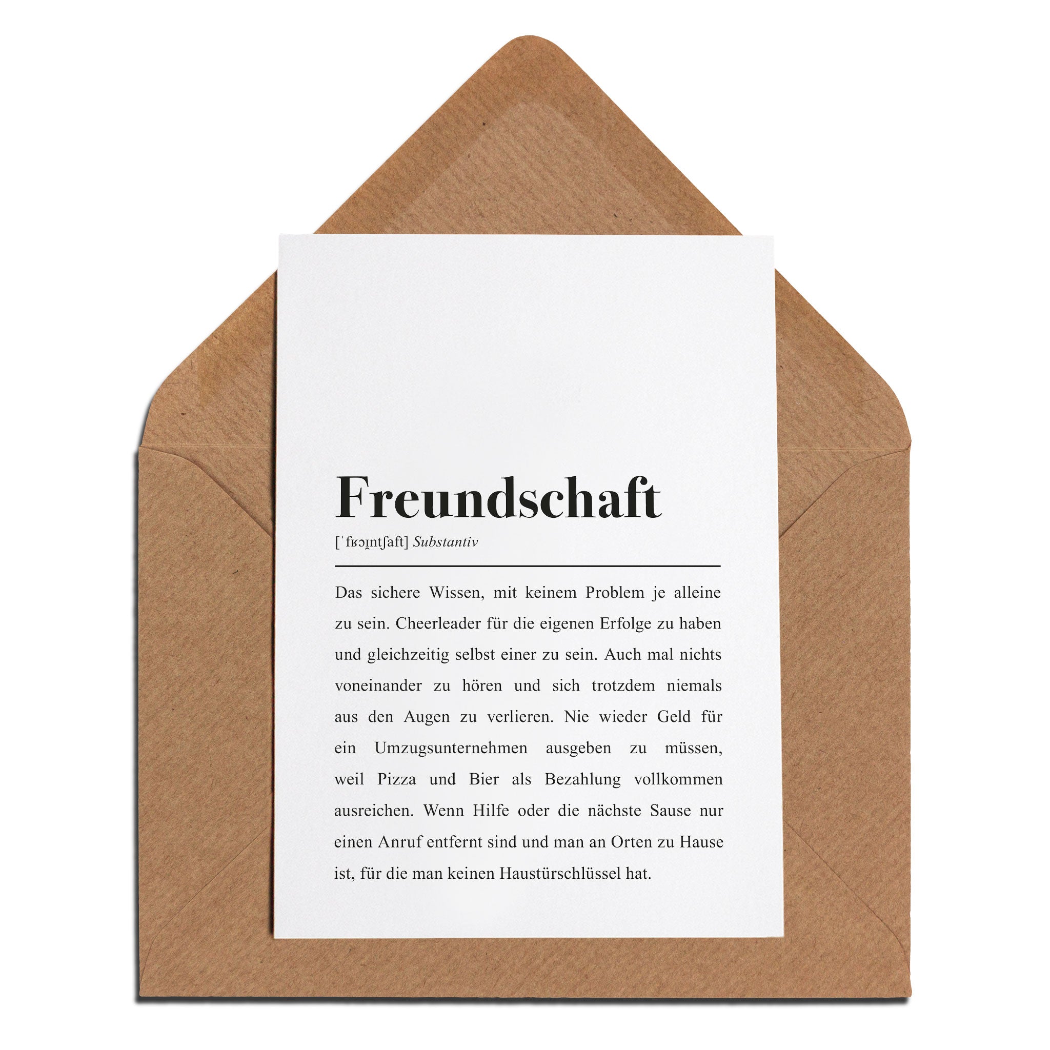 Spruch für Herzensmensch: Wortbedeutung von "Freundschaft" als Dankeschön-Geschenkidee