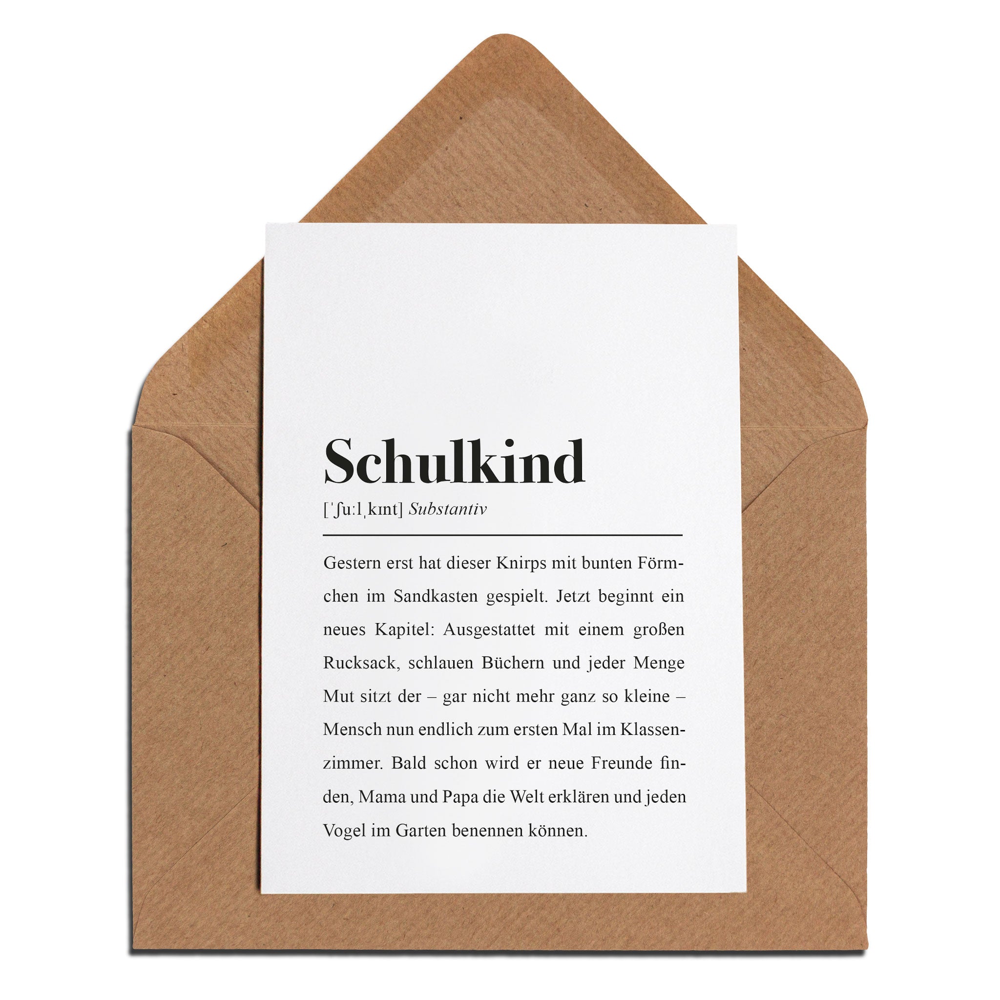 Geschenk zum ersten Schultag: Spruchkarte