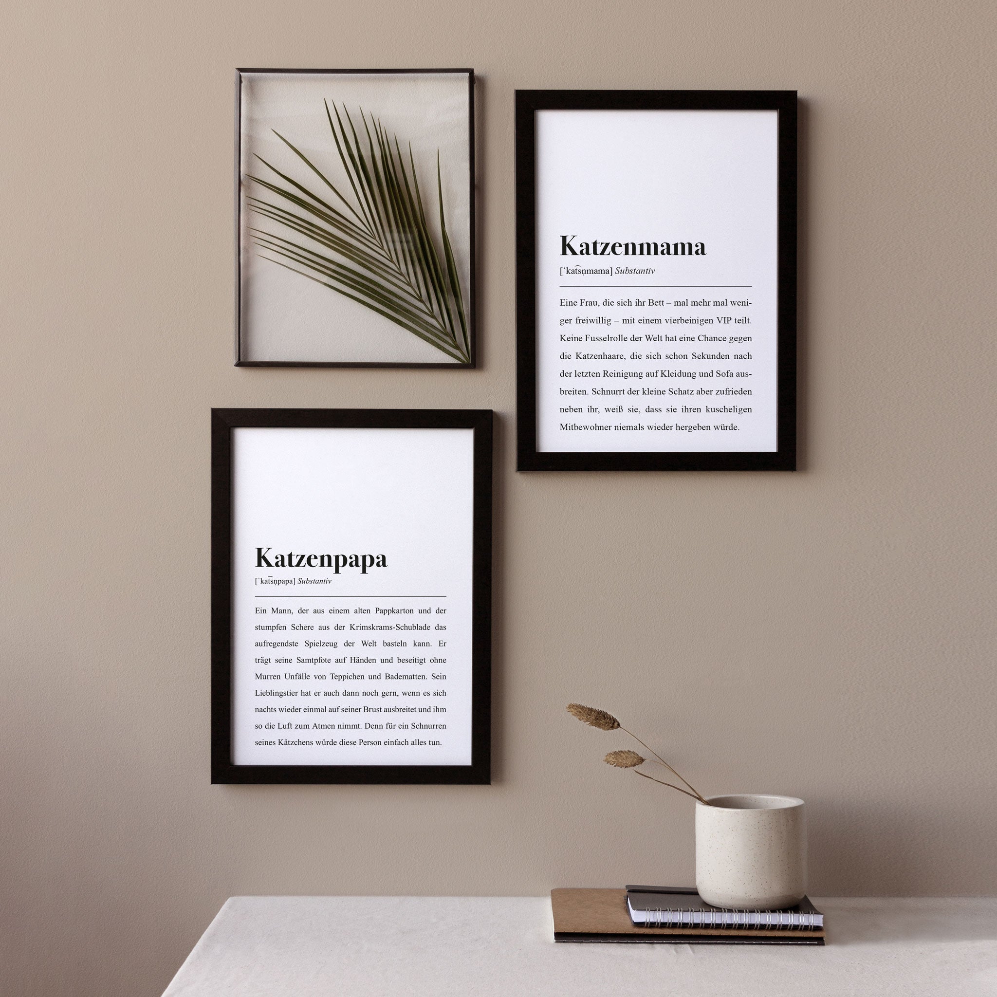 Katzenmama und Katzenpapa Spruch Plakat