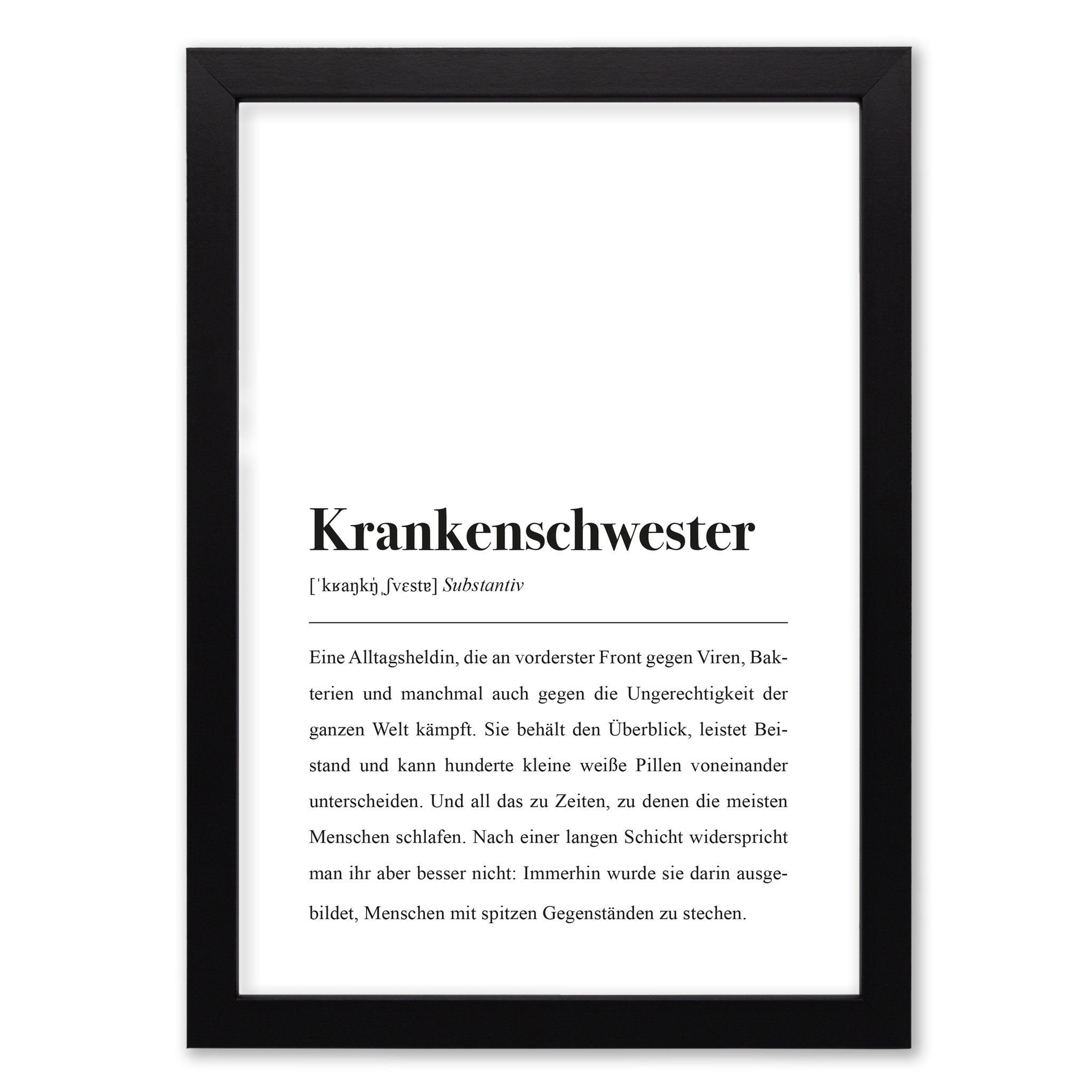 Geburtstagsgeschenk für Kranken-schwester: Substantiv: Eine Alltagsheldin, die an vorderster Front gegen Viren, Bakterien und manchmal auch gegen die Ungerechtigkeit der ganzen Welt kämpft.