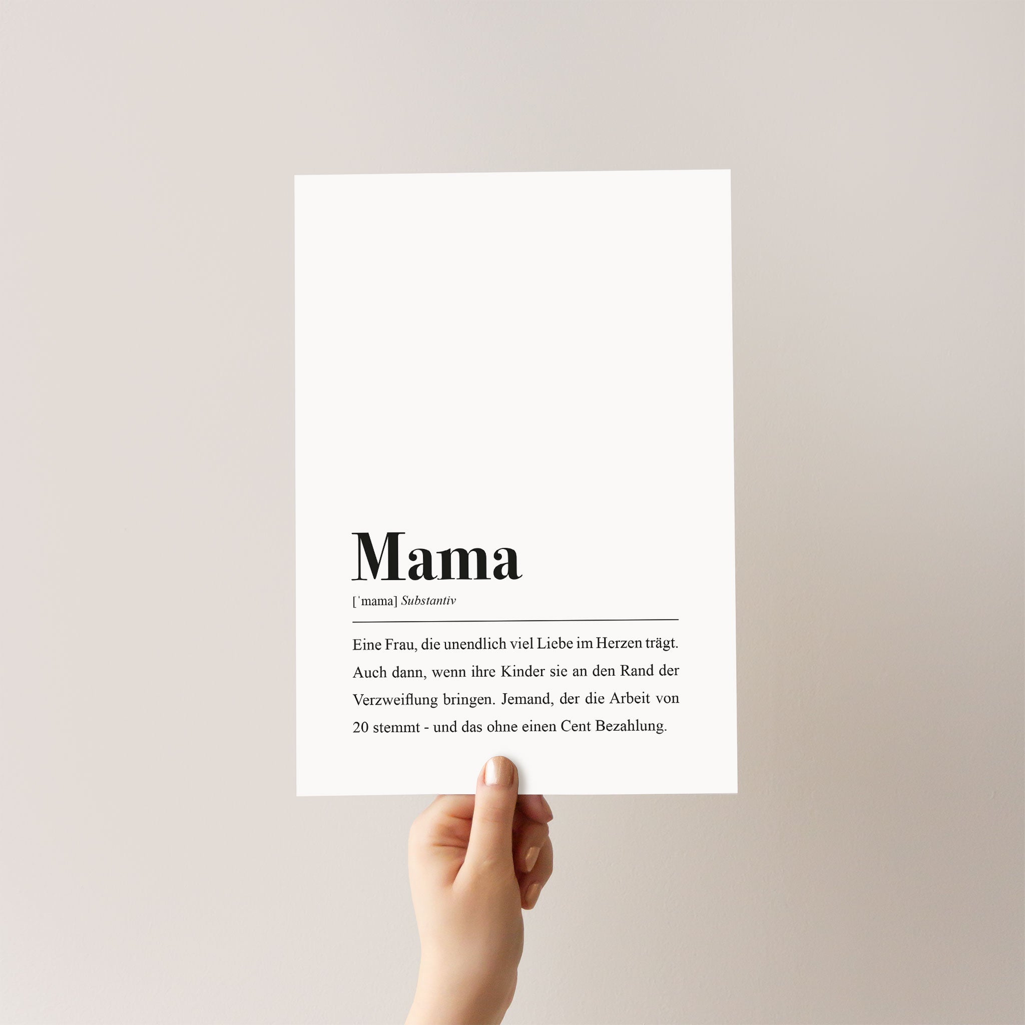 Geschenkidee zur Babyshower: Spruch mit Bedeutung des Wortes Mama