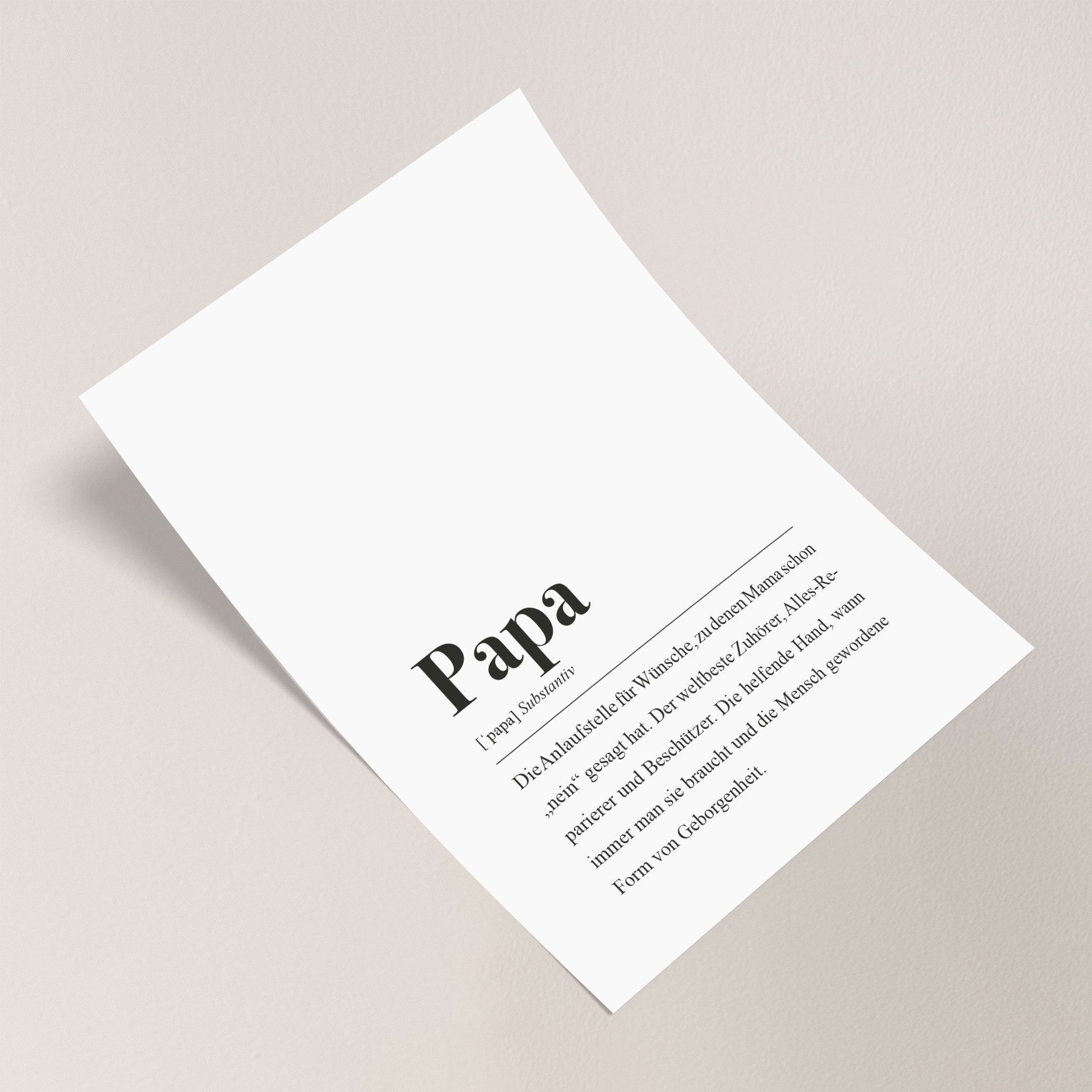 Geschenkidee für werdende Väter: Bedeutung "Papa"