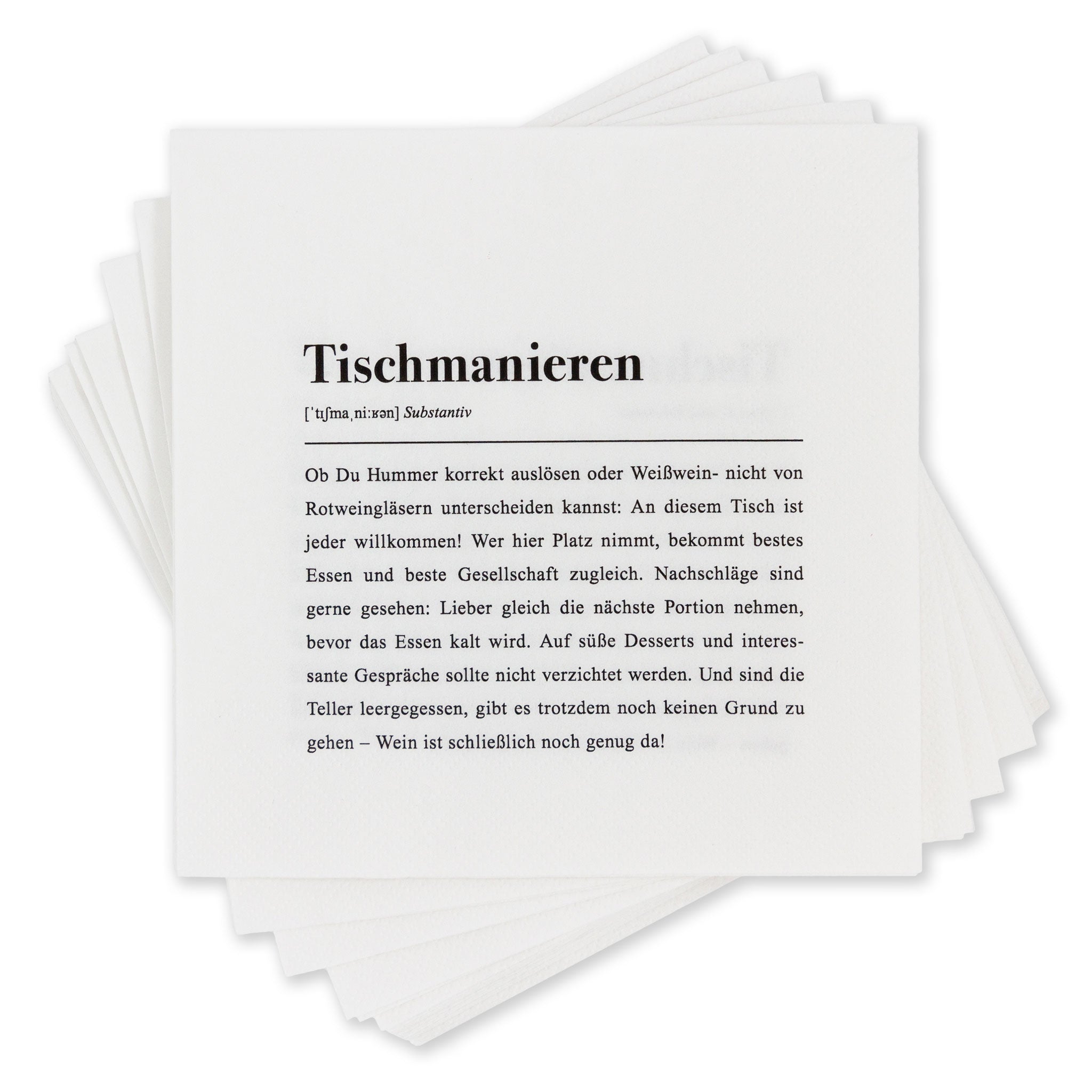 2. Chance / B-Ware: Papier Serviette "Tischmanieren" Definition - Packung mit 20 Stück