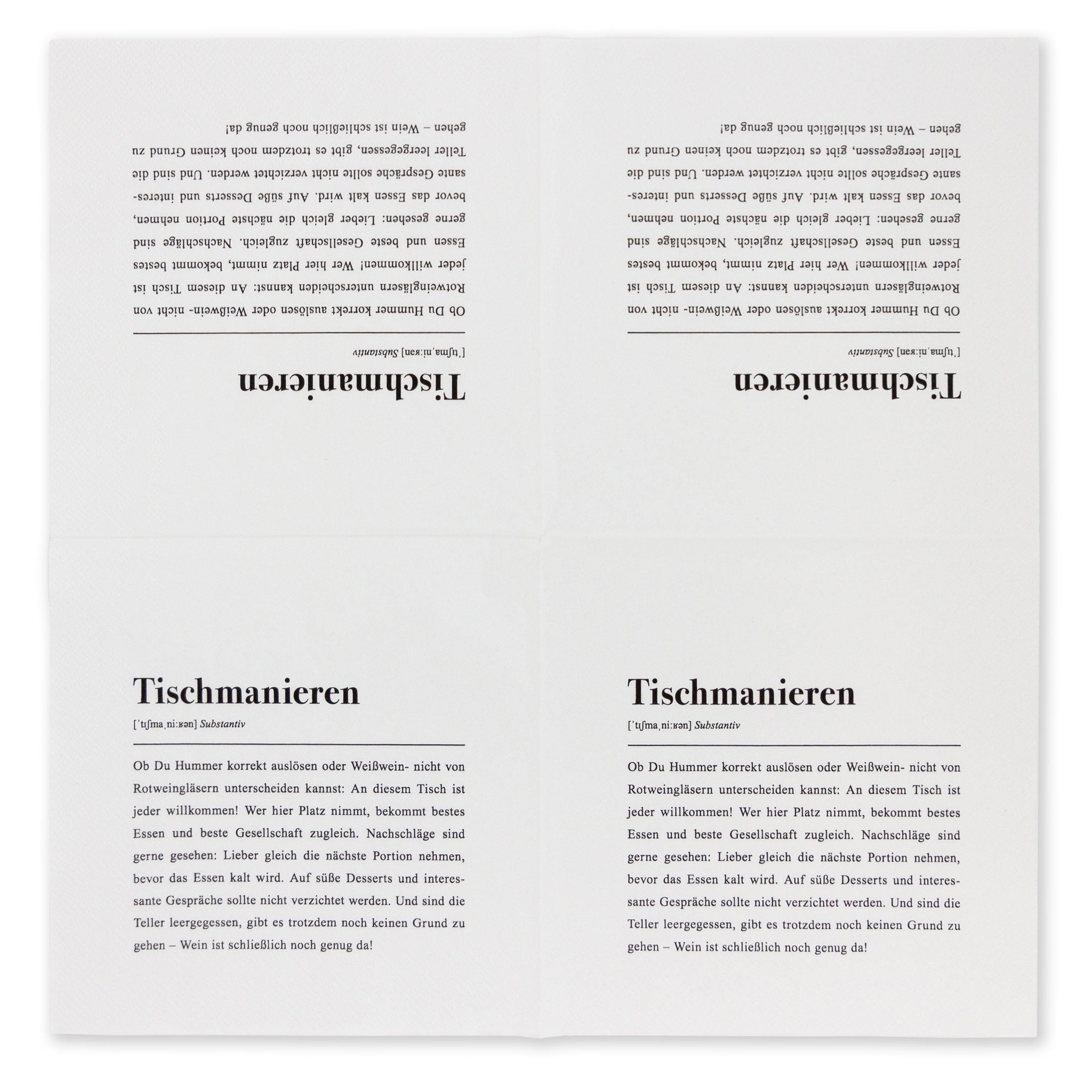 Ausgefallene Papierserviette mit humorvollem Zitat