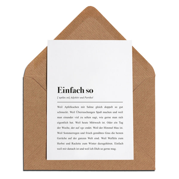 Einfach So Definition: Klappkarte mit Umschlag