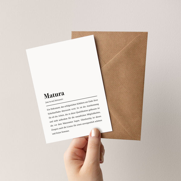 Matura Definition: Grußkarte mit Umschlag