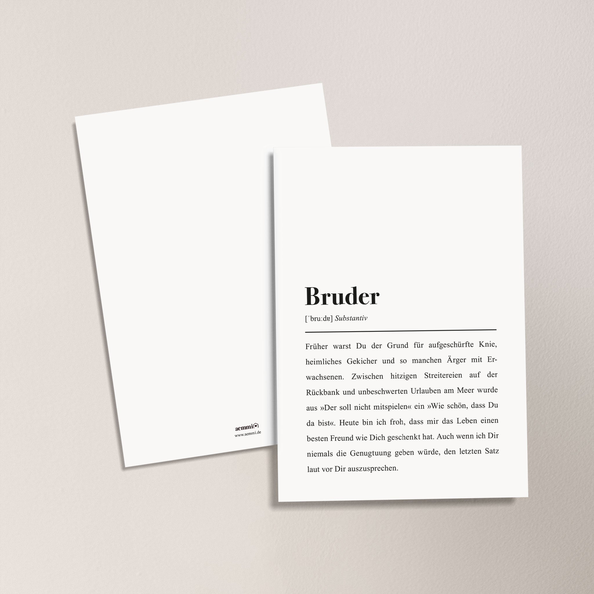 Bruder Definition (Version 2): Postkarte