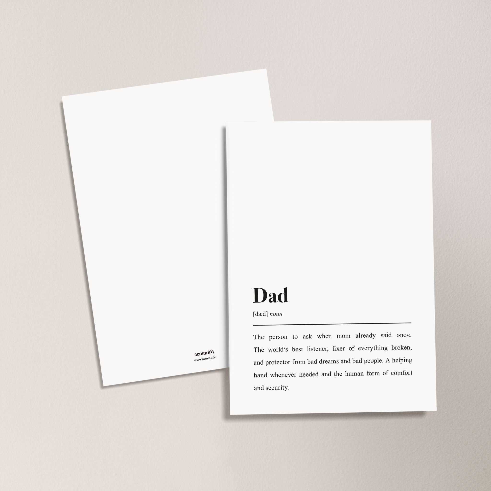Dad Definition (Englisch): Postkarte