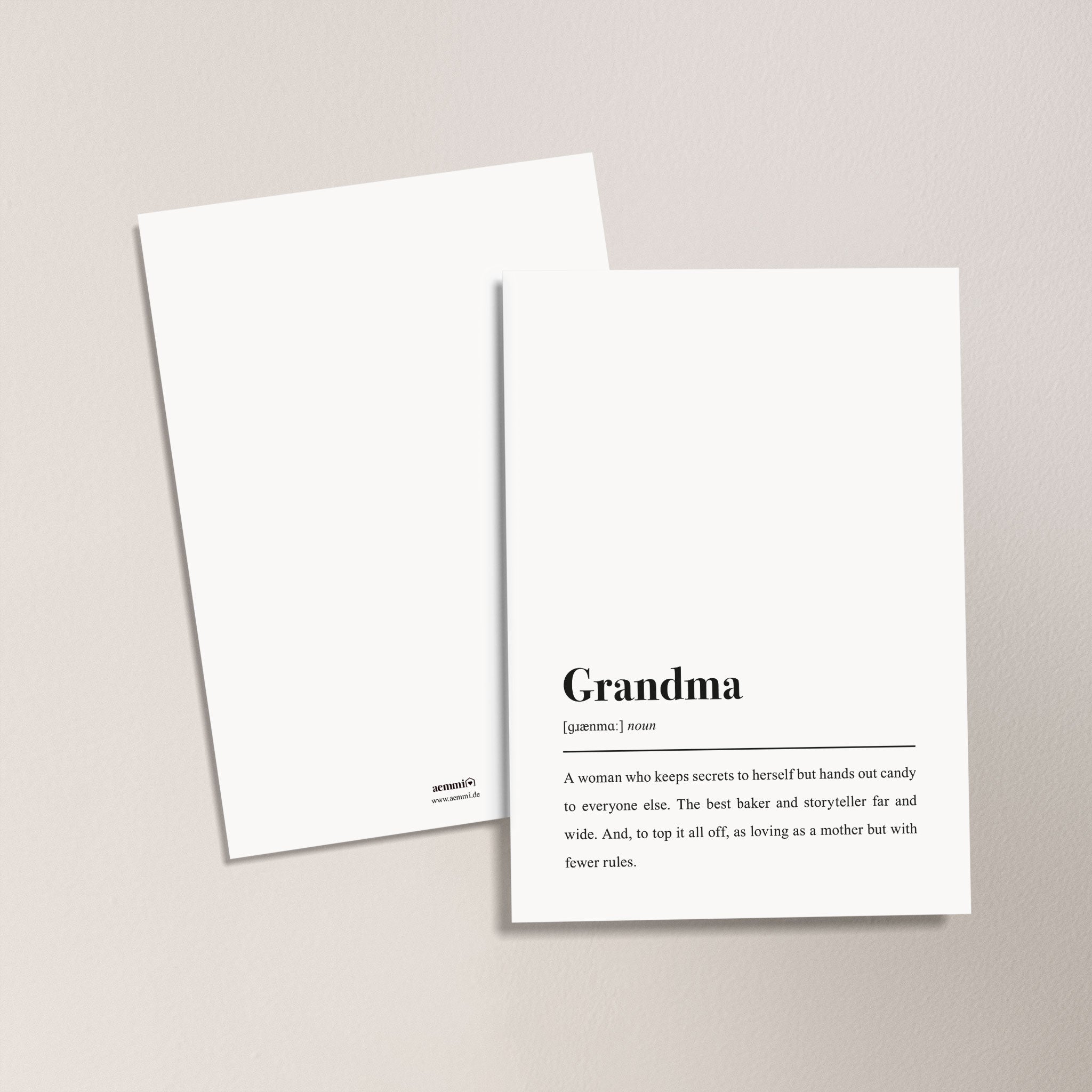 Grandma Definition (Englisch): Postkarte