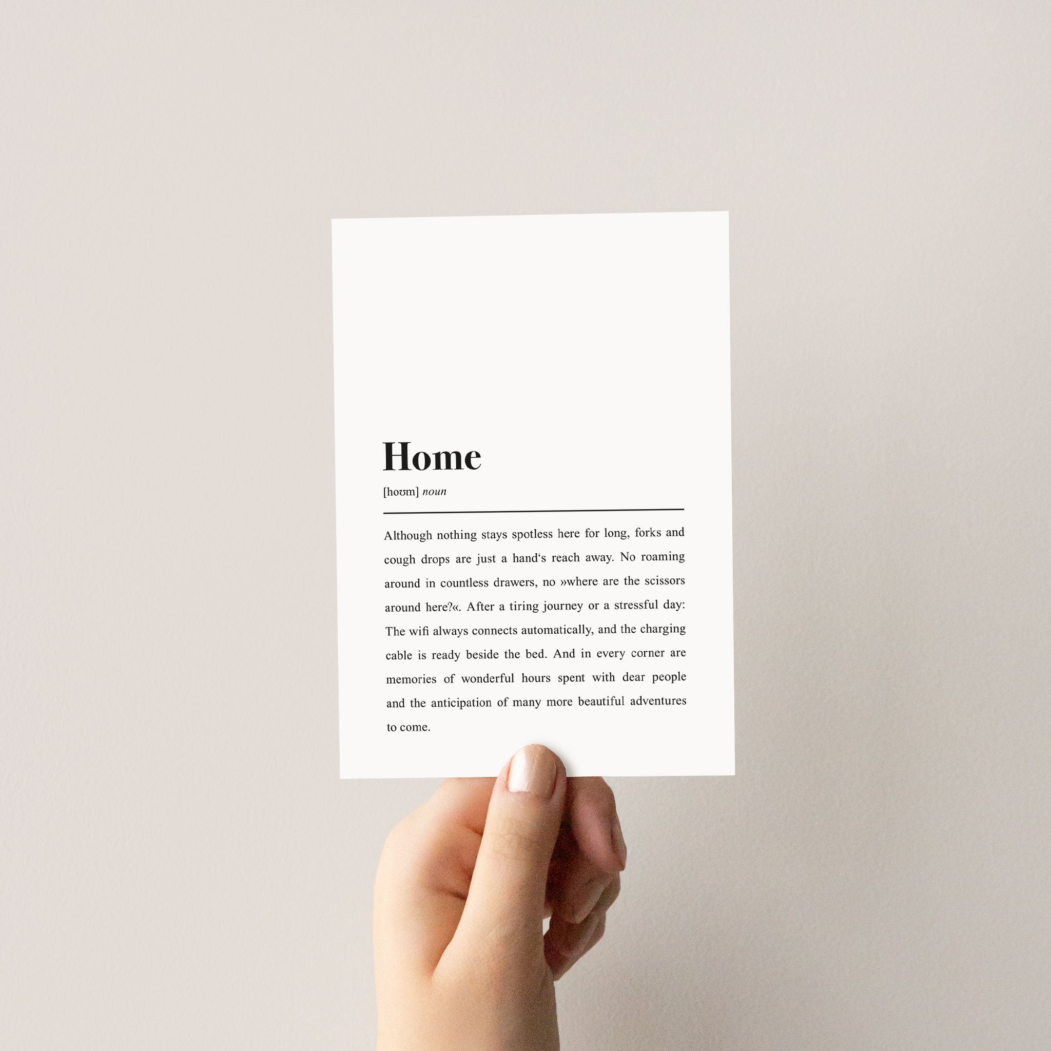 Home Definition (Englisch): Postkarte
