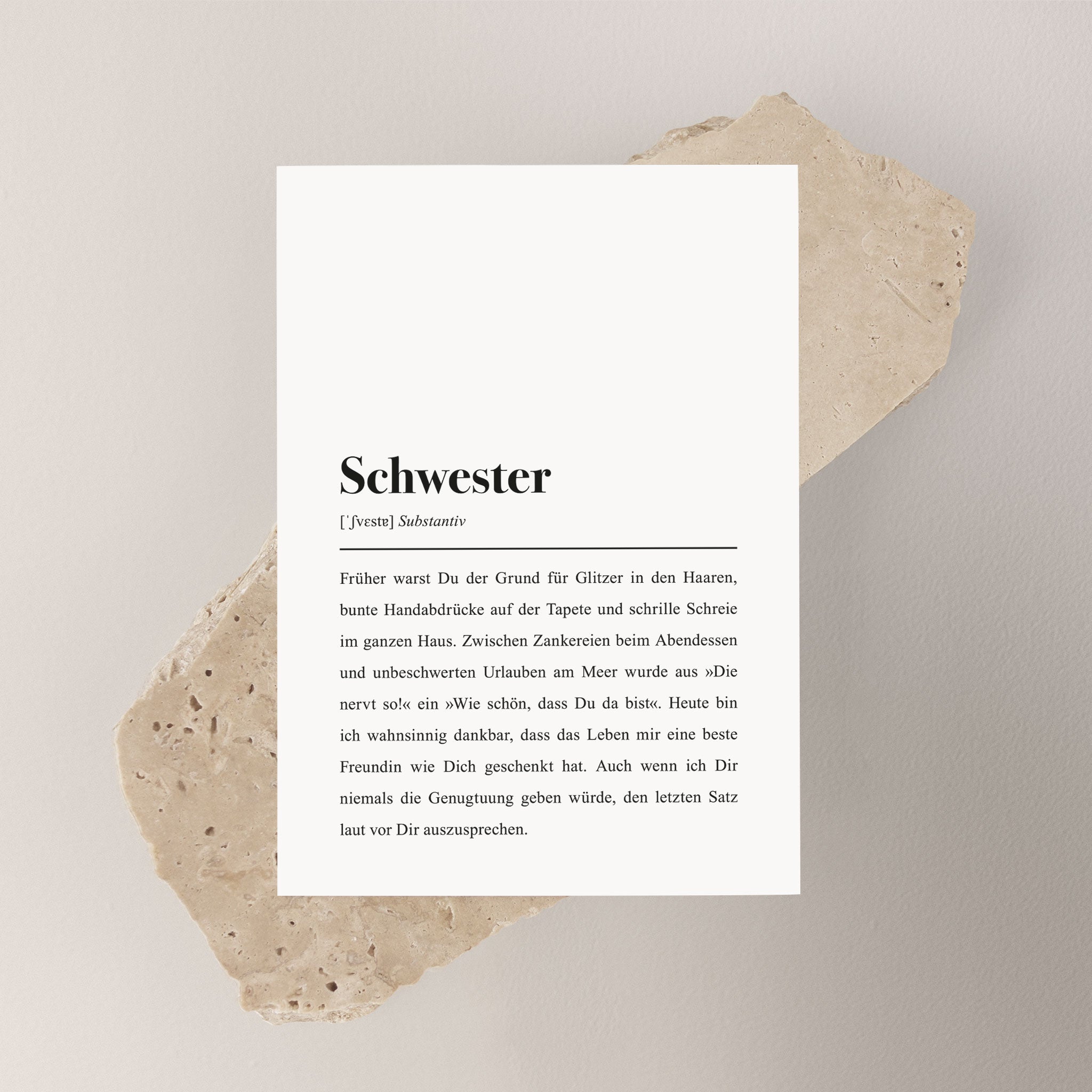 Schwester Definition: Postkarte