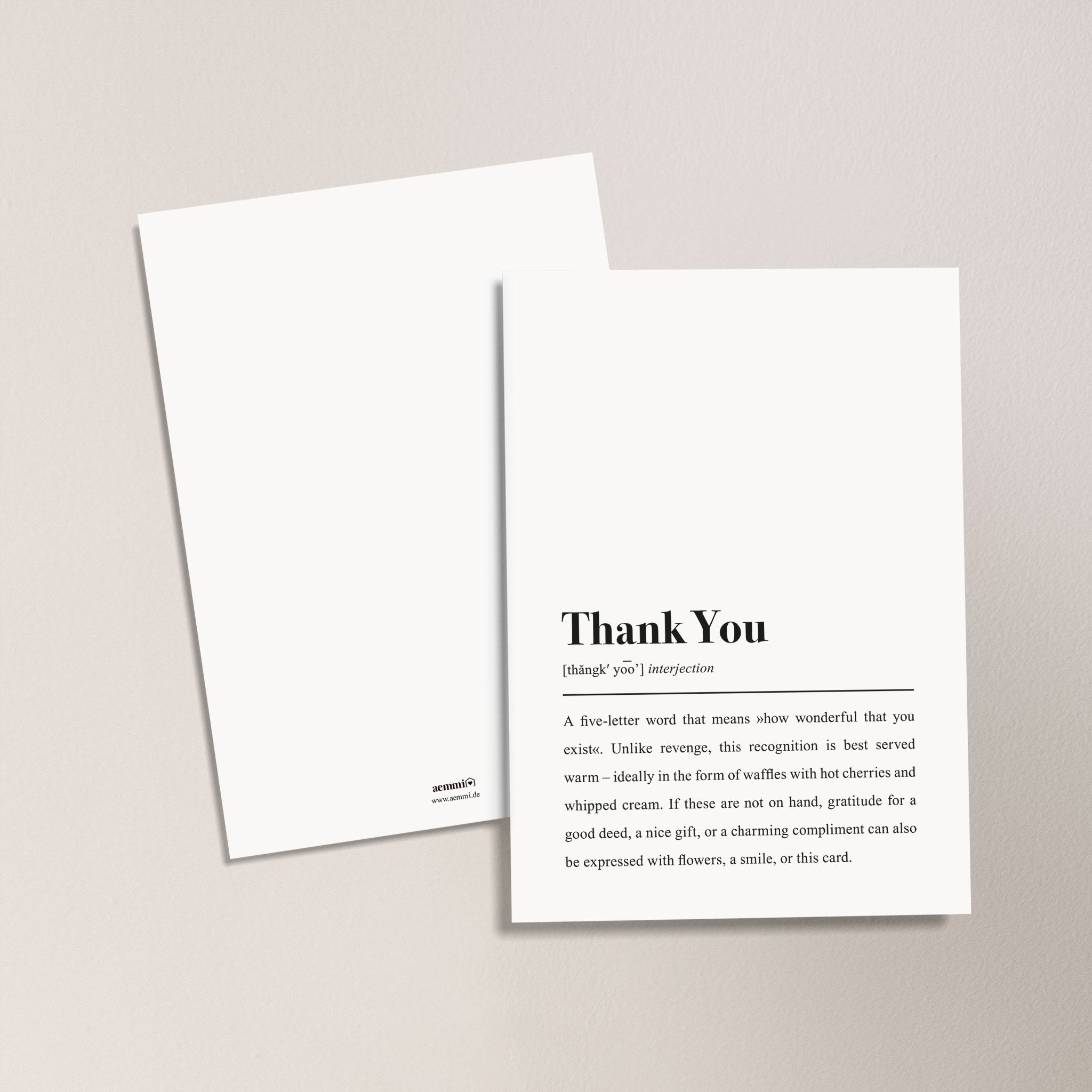 Thank You Definition (Englisch): Postkarte