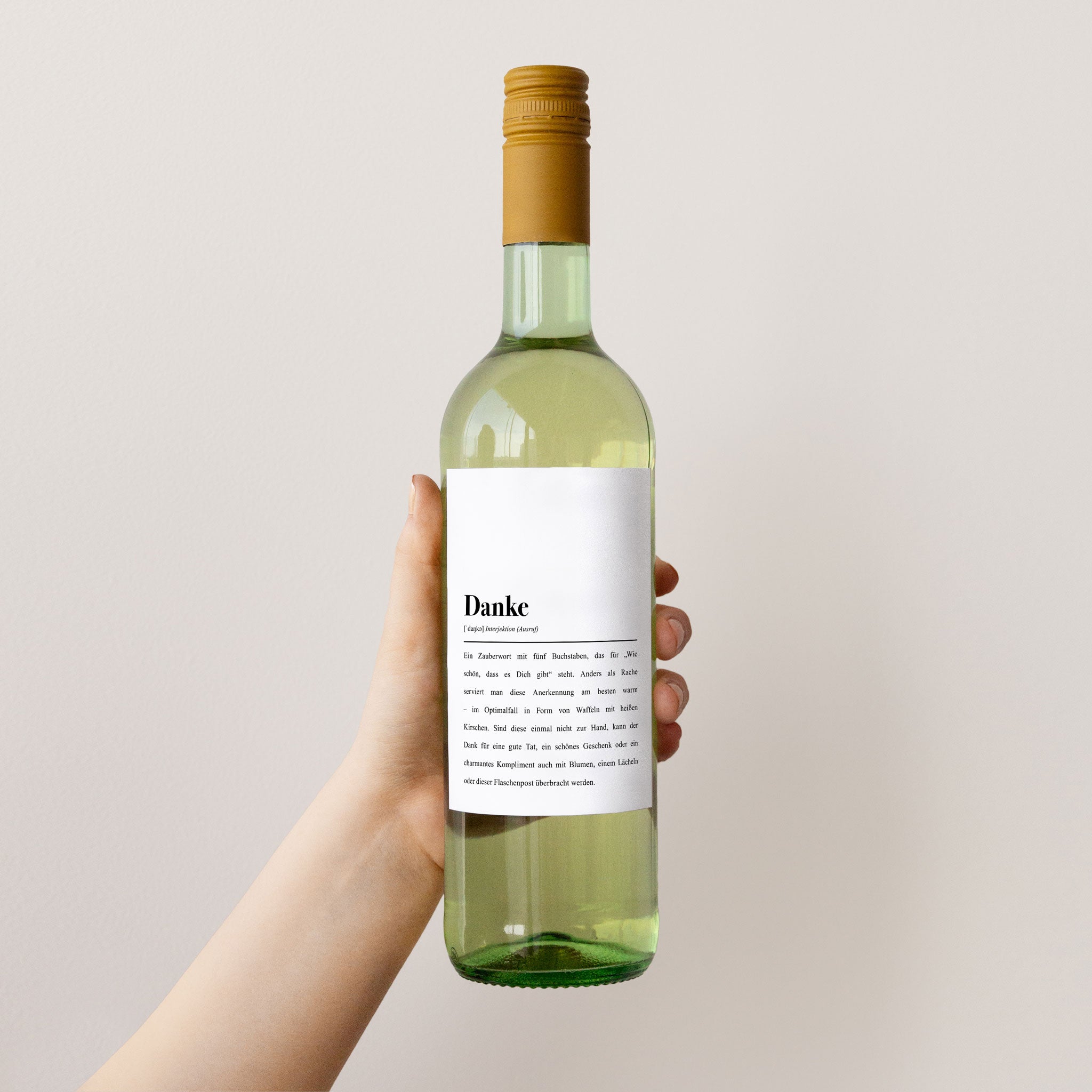 Lustige Geschenkidee Thema Wein: Spruch-Etikett "Danke" für Weinliebhaber