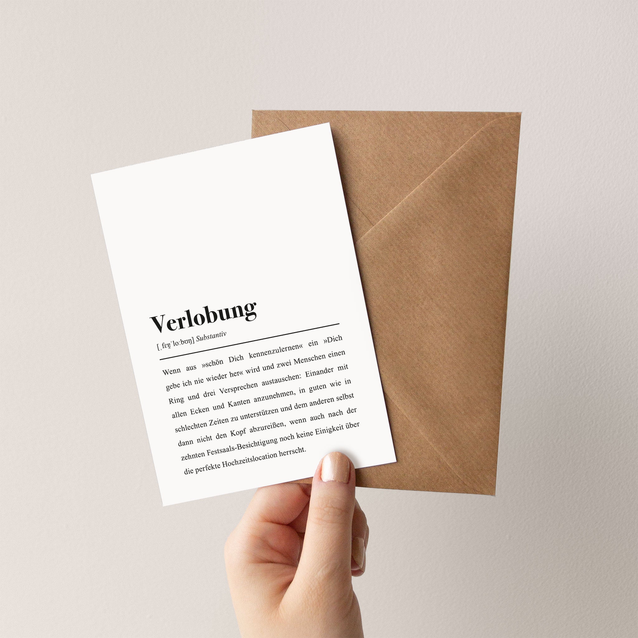 Verlobungskarte, die nicht zu kitschig ist