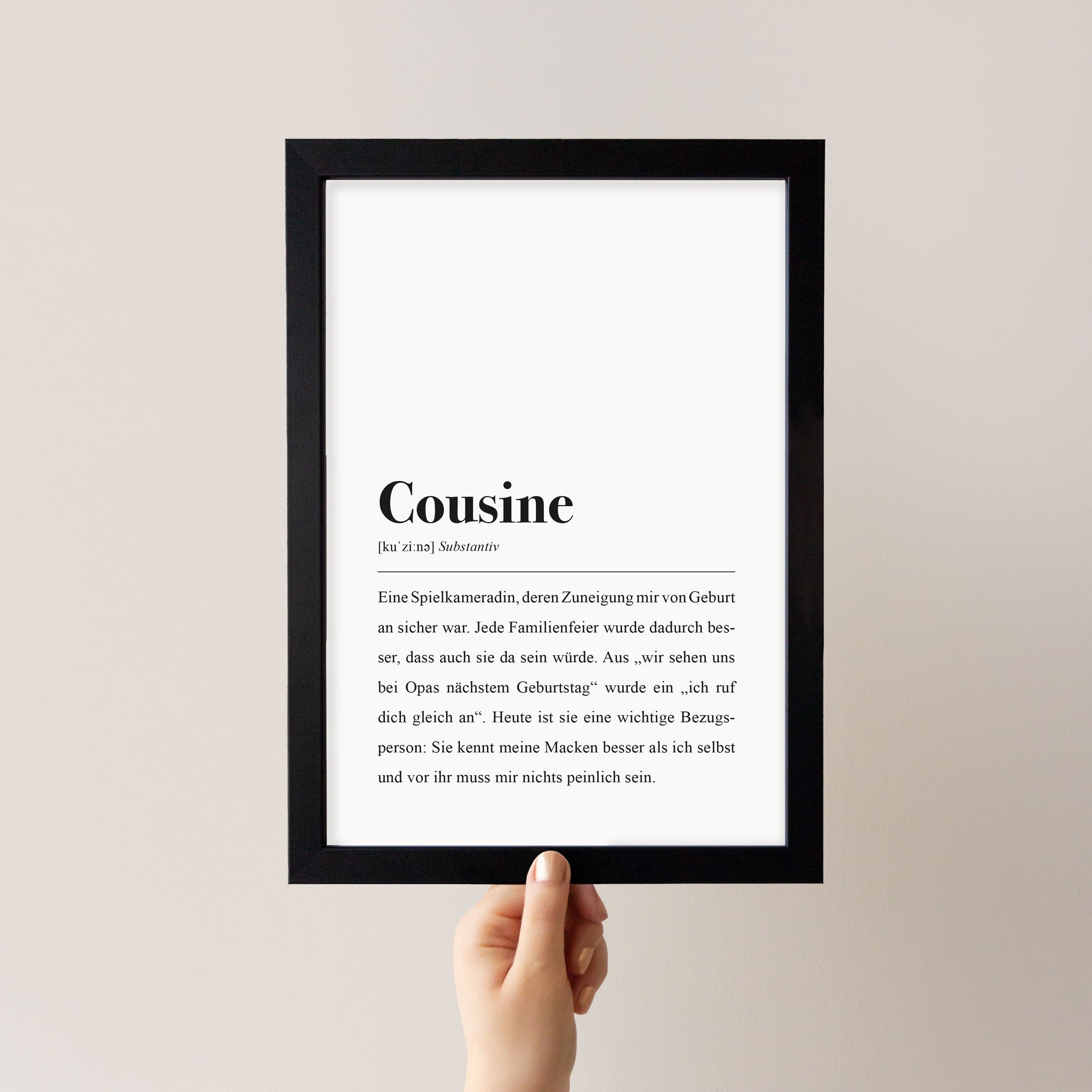 Geschenkidee für erwachsene Cousinen: Schild