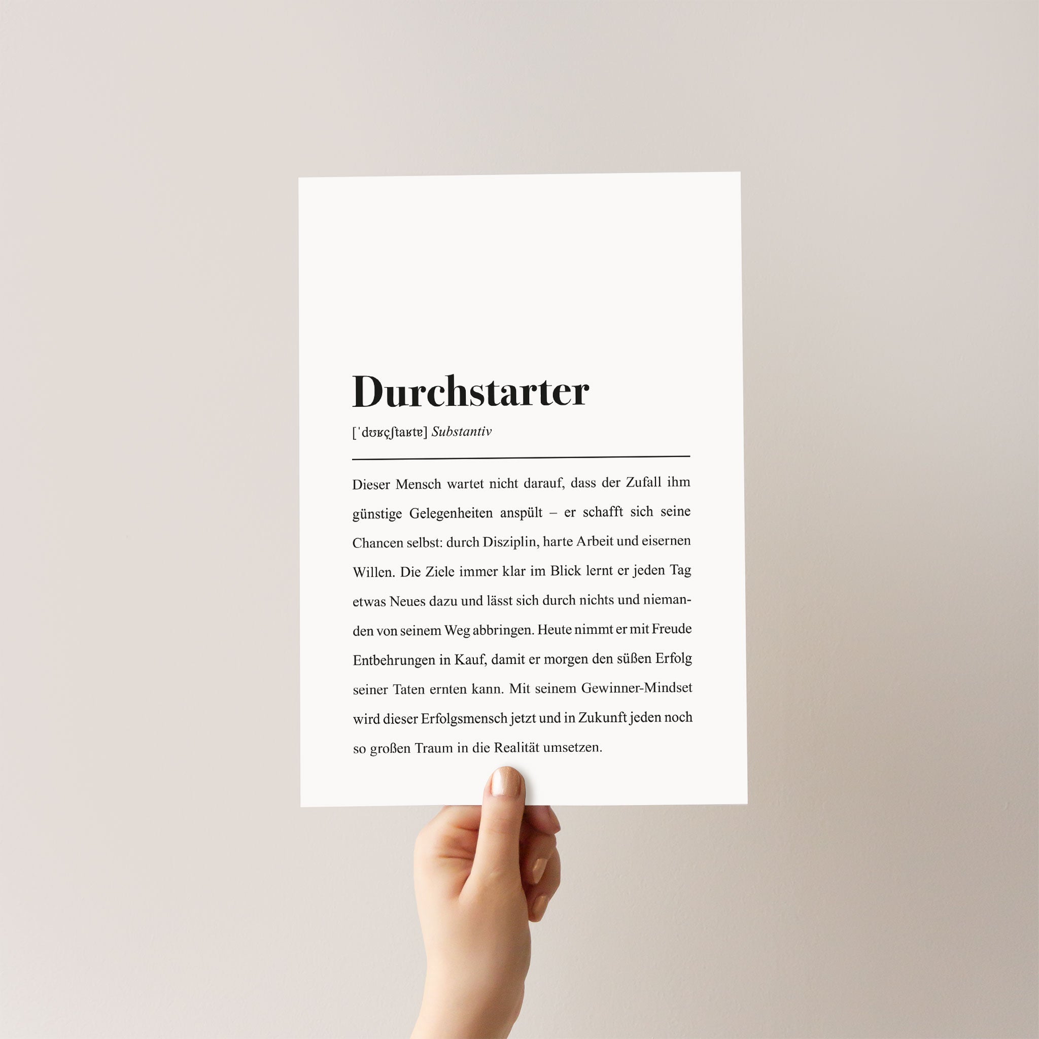 Schlichtes schwarz-weißes Plakat für Motivation und Inspiration