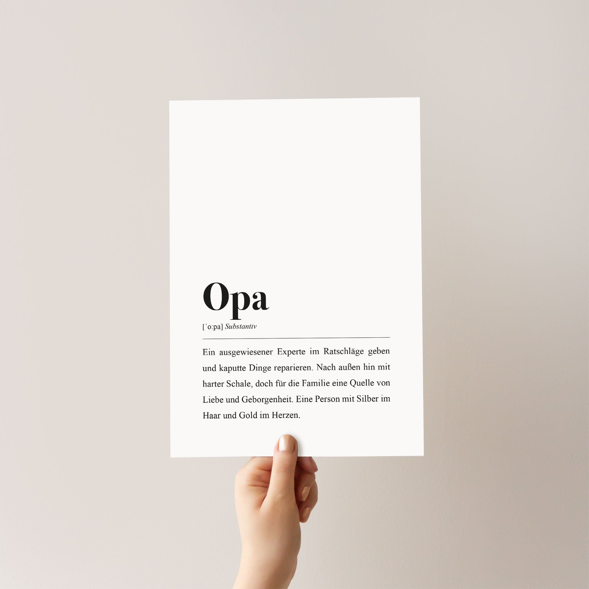 Geschenkidee für Opas: Plakat mit Worterklärung im Wörterbuch oder Duden-Stil