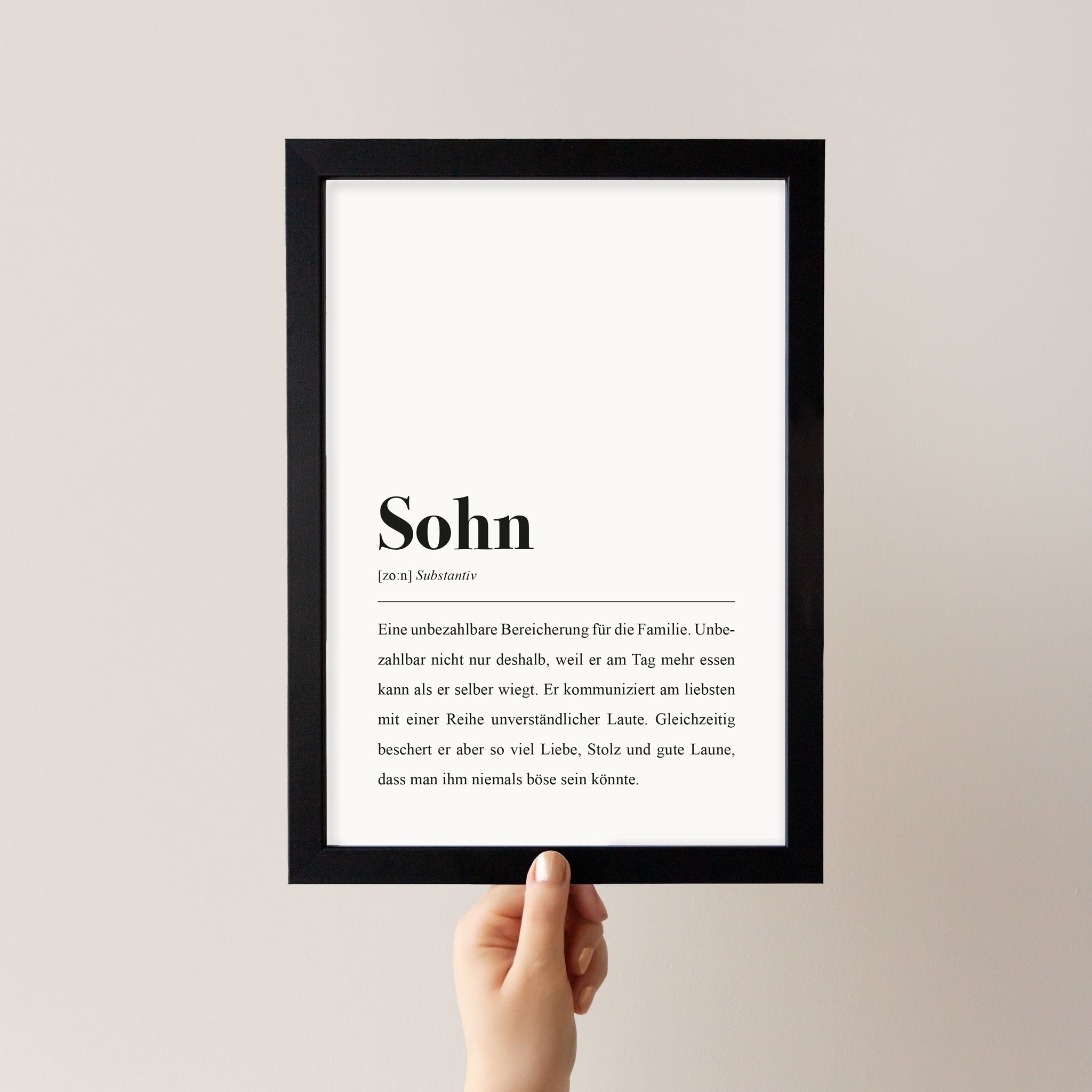 Synonym-Poster "Sohn" mit Bilderrahmen