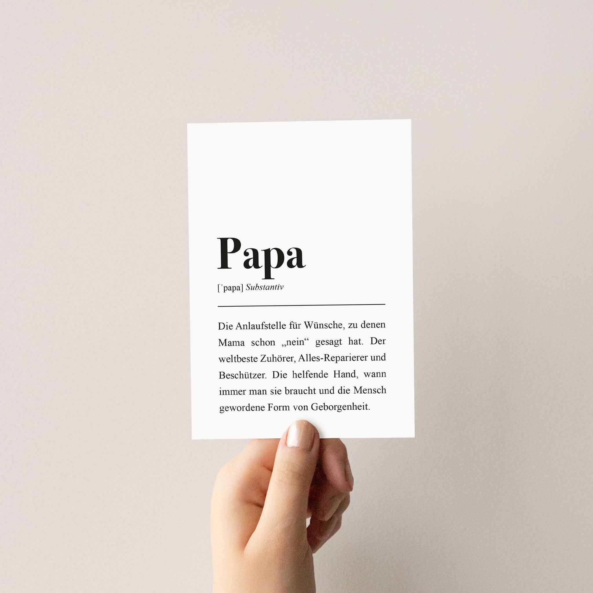 Geburtstagskarte für Papas: Süßer Spruch in schwarz-weiß
