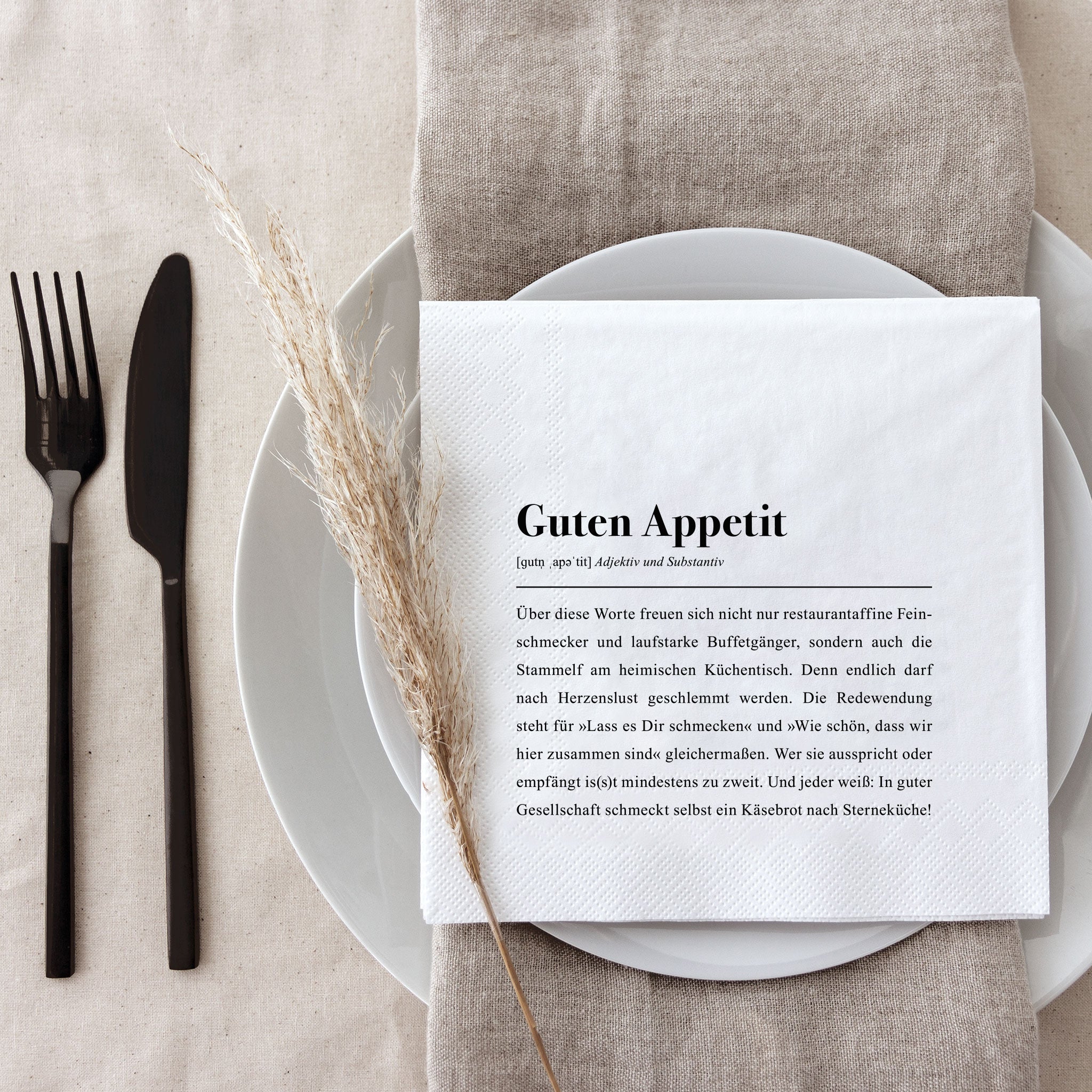 2. Chance / B-Ware: Papier Serviette "Guten Appetit" Definition - Packung mit 20 Stück