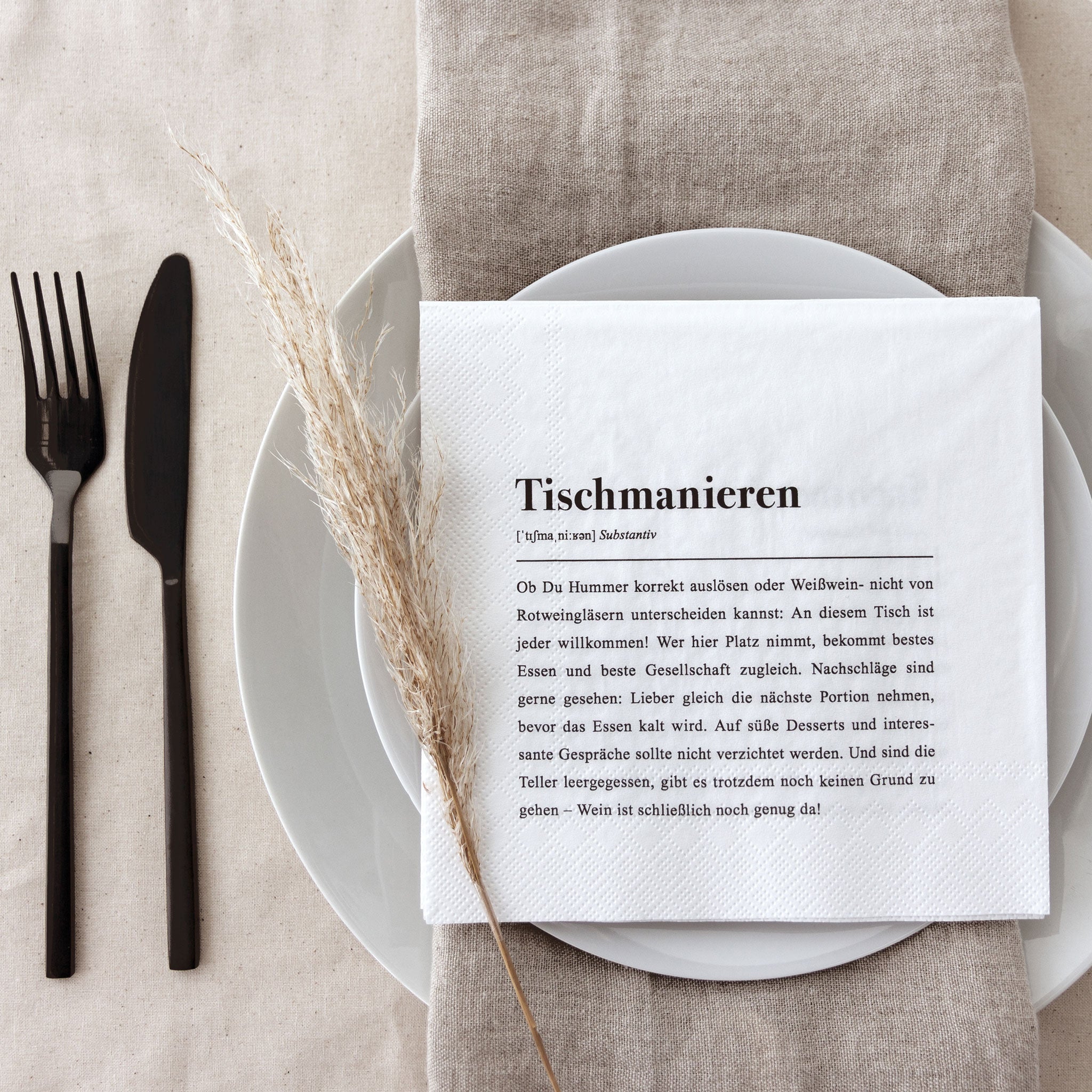 2. Chance / B-Ware: Papier Serviette "Tischmanieren" Definition - Packung mit 20 Stück